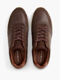 Suede Mixed Texture Trainers — Brown 3
