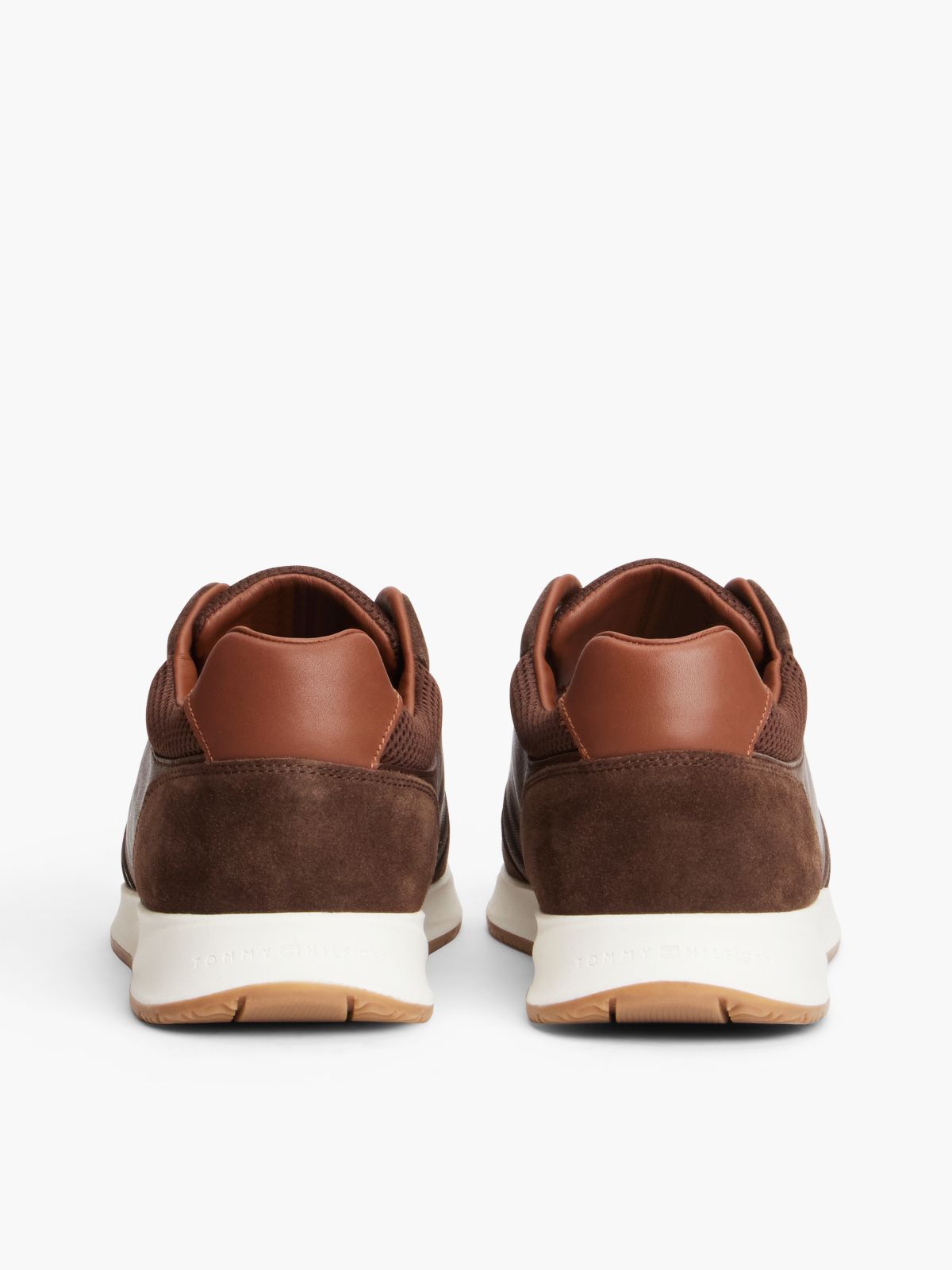 Suede Mixed Texture Trainers — Brown