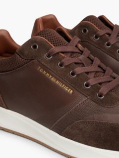Suede Mixed Texture Trainers — Brown 6