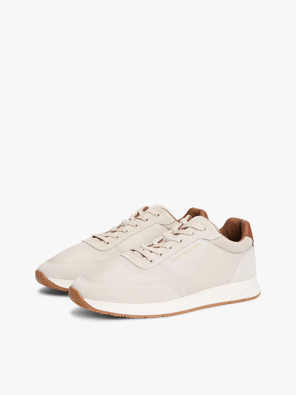Suede Mixed Texture Trainers — Pink