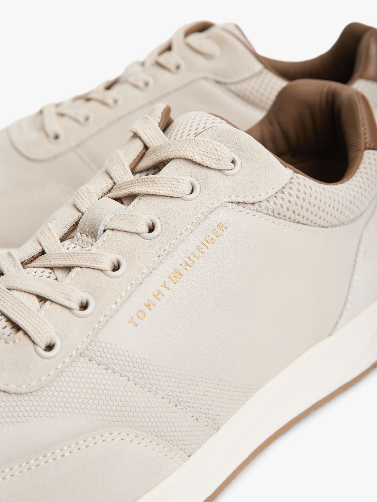 Suede Mixed Texture Trainers — Pink