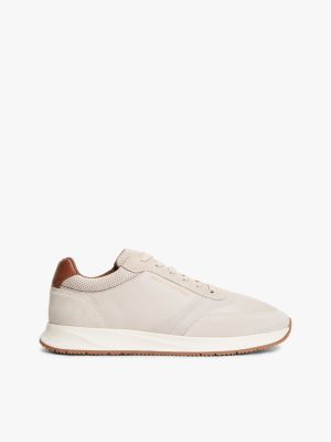 pink suede mixed texture trainers for men tommy hilfiger