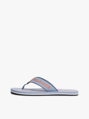 blau flip-flops mit logo-stickerei und gurtband für herren - tommy hilfiger