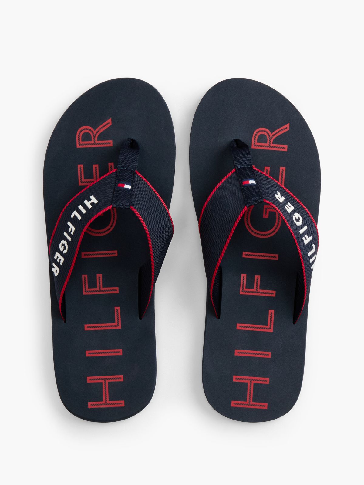 Logo Embroidery Webbing Strap Flip-Flops — Blue