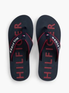 Logo Embroidery Webbing Strap Flip-Flops — Blue 3
