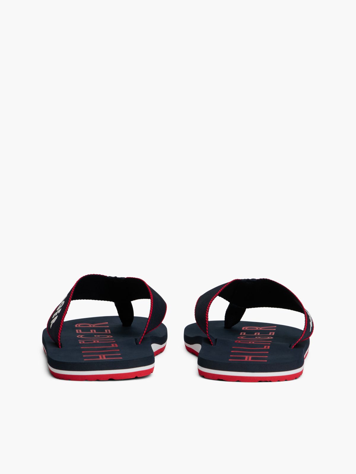 Logo Embroidery Webbing Strap Flip-Flops — Blue