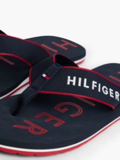 Logo Embroidery Webbing Strap Flip-Flops — Blue 6