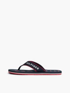Logo Embroidery Webbing Strap Flip-Flops — Blue 7