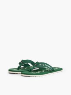 Logo Embroidery Webbing Strap Flip-Flops — Green 2