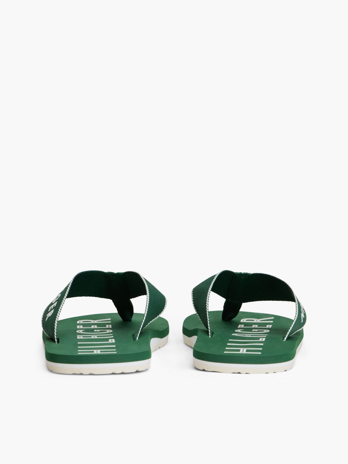 Logo Embroidery Webbing Strap Flip-Flops — Green