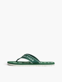 Logo Embroidery Webbing Strap Flip-Flops — Green 7