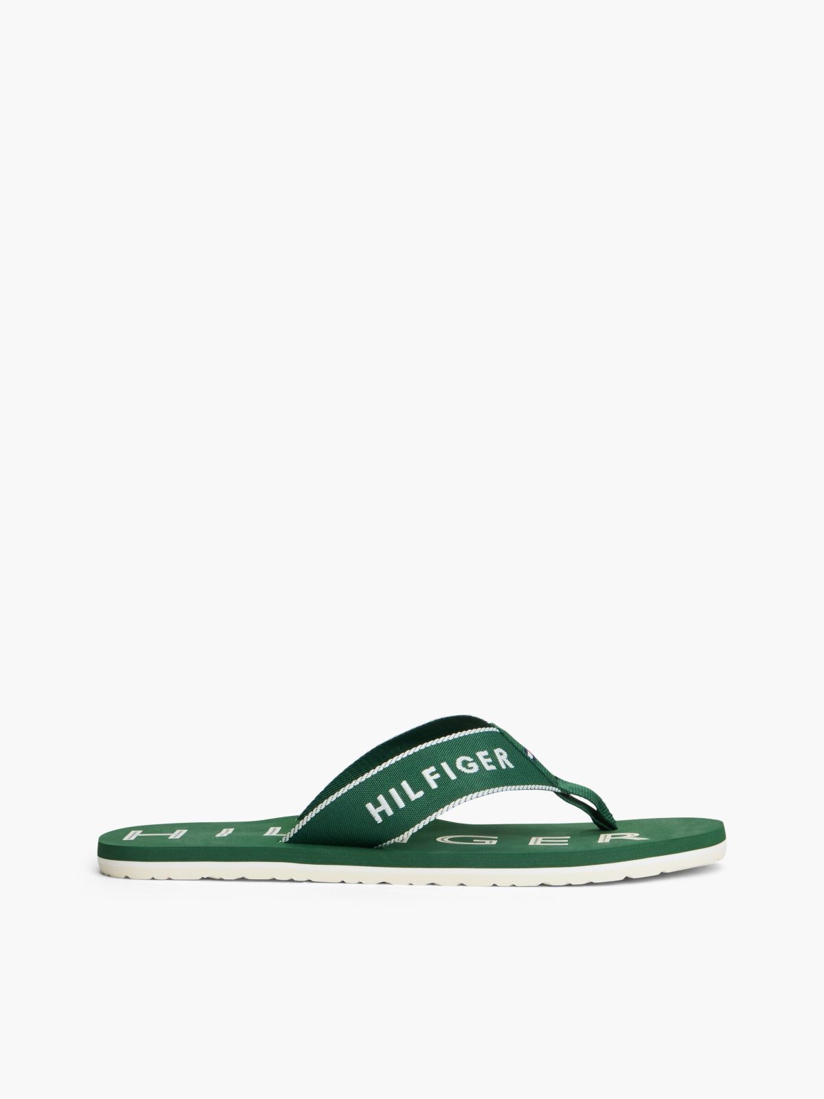 Logo Embroidery Webbing Strap Flip-Flops — Green