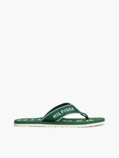 Logo Embroidery Webbing Strap Flip-Flops — Green 1