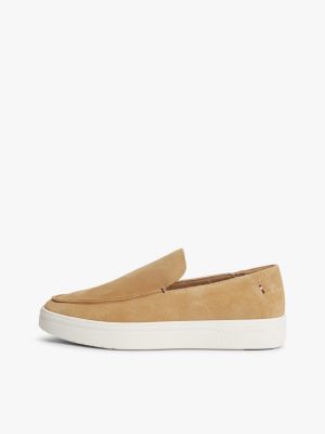mocassini leggeri in camoscio beige da uomini tommy hilfiger