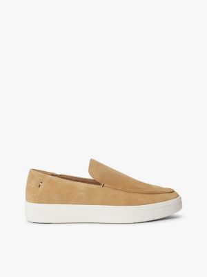 beige lightweight suede loafers for men tommy hilfiger