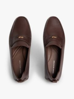 Leather Debossed Logo Driver Shoes — Brown 3