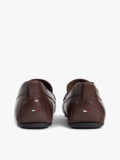 Leather Debossed Logo Driver Shoes — Brown 4
