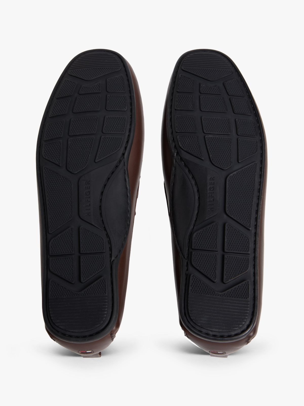 Leather Debossed Logo Driver Shoes — Brown