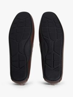 Leather Debossed Logo Driver Shoes — Brown 5