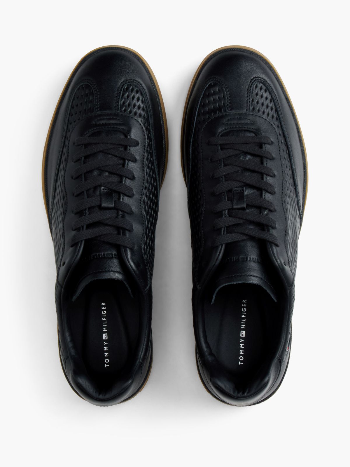 Luxe Cutout Leather Trainers — Black