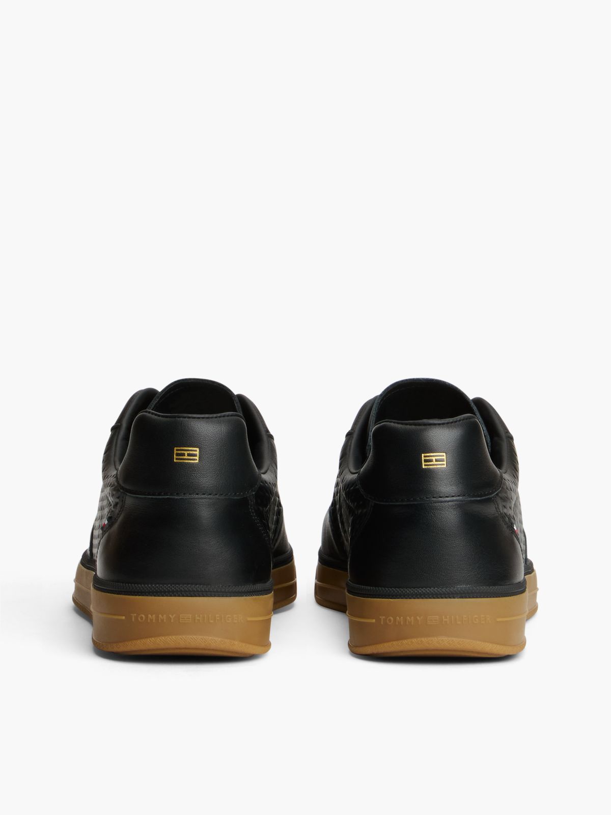 Luxe Cutout Leather Trainers — Black
