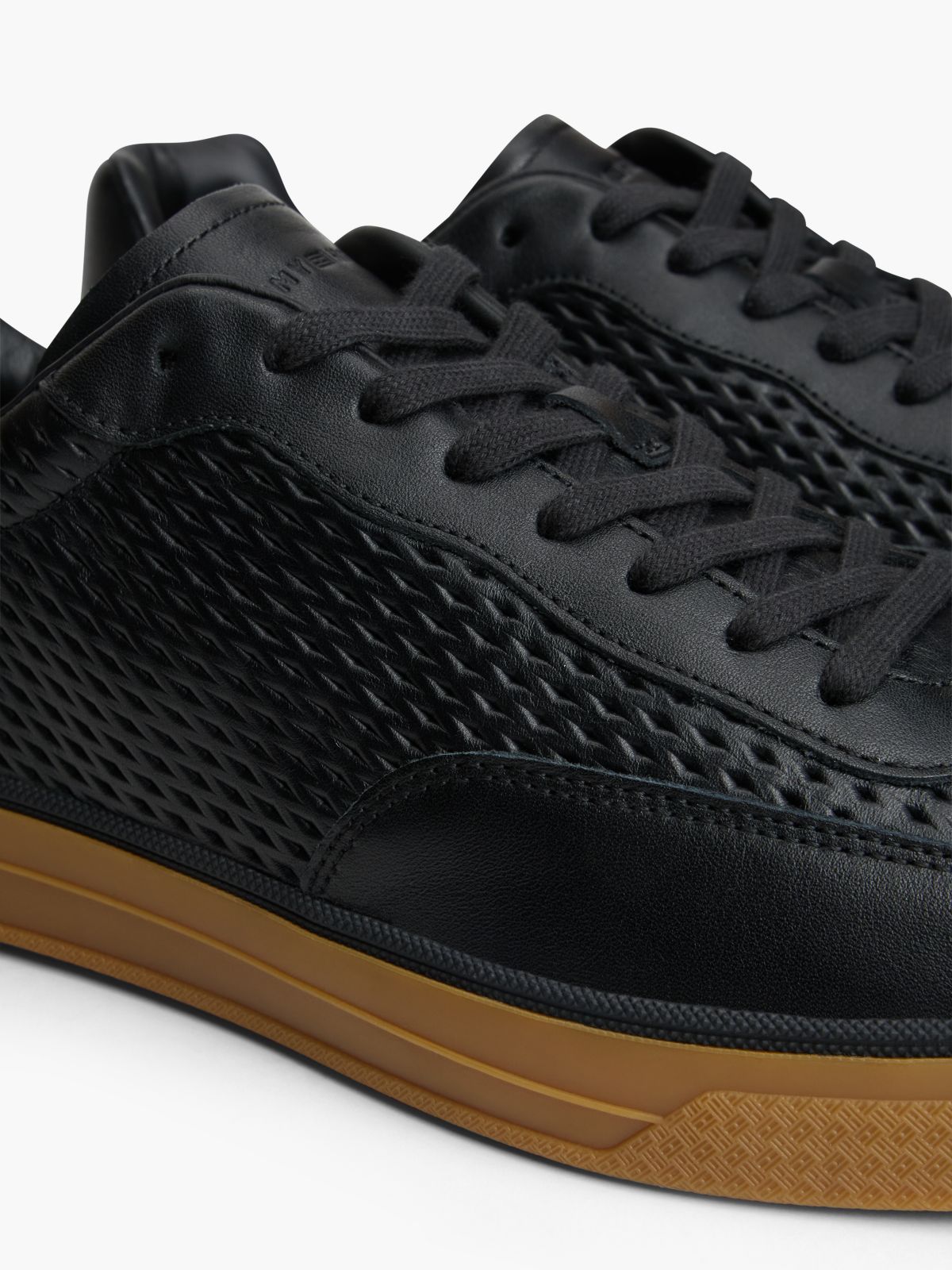 Luxe Cutout Leather Trainers — Black