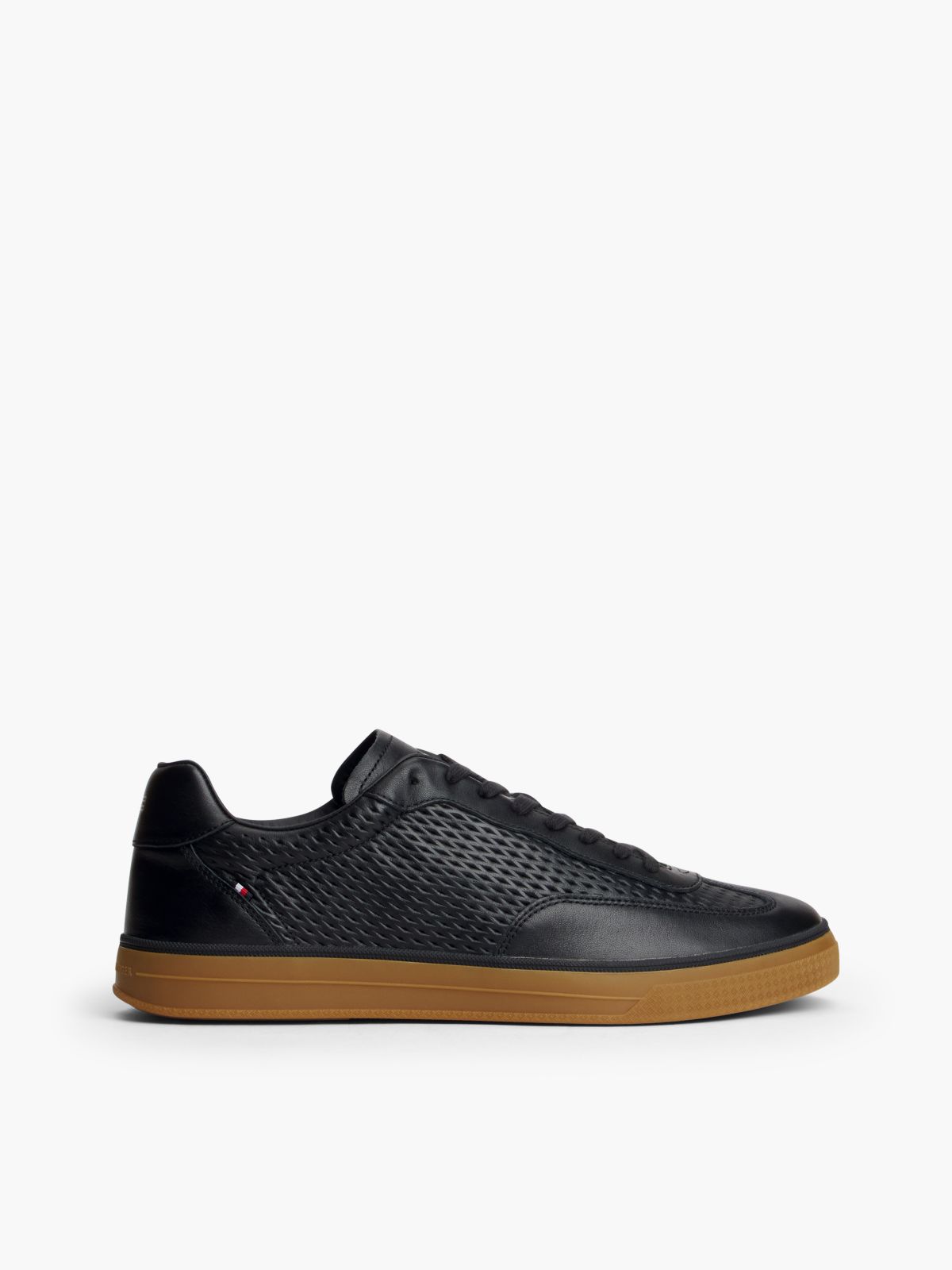 Luxe Cutout Leather Trainers — Black