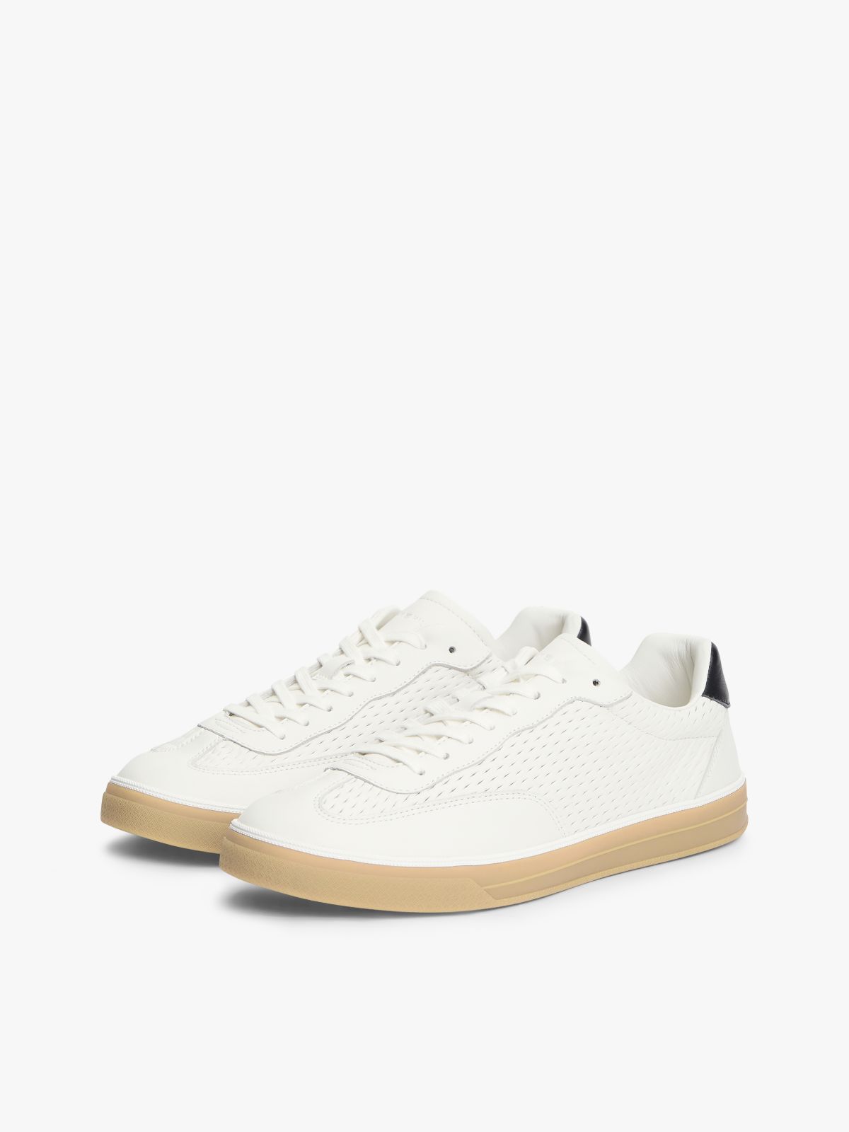 Luxe Cutout Leather Trainers — White