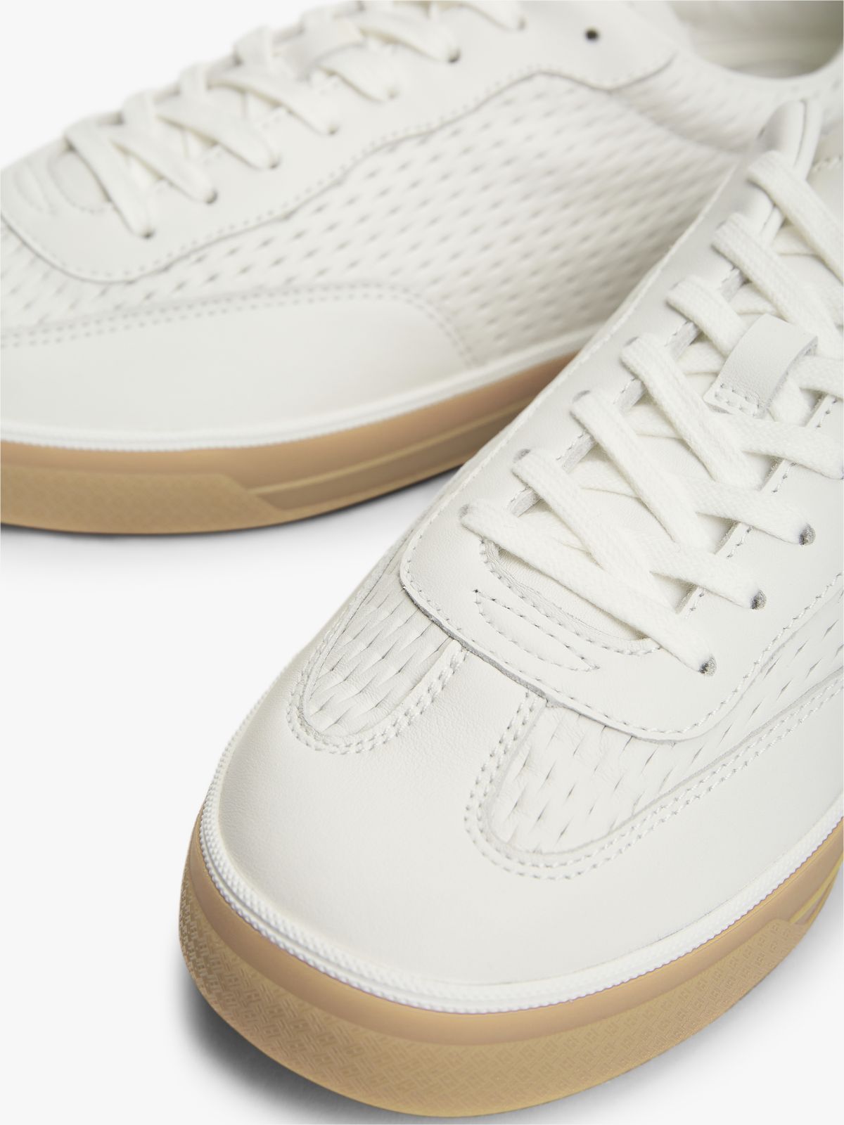 Luxe Cutout Leather Trainers — White