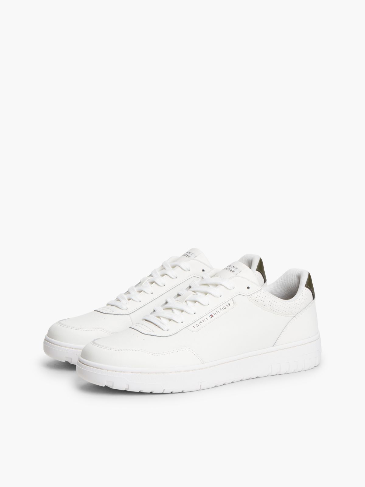 Logo Basketball Trainers With Leather — White