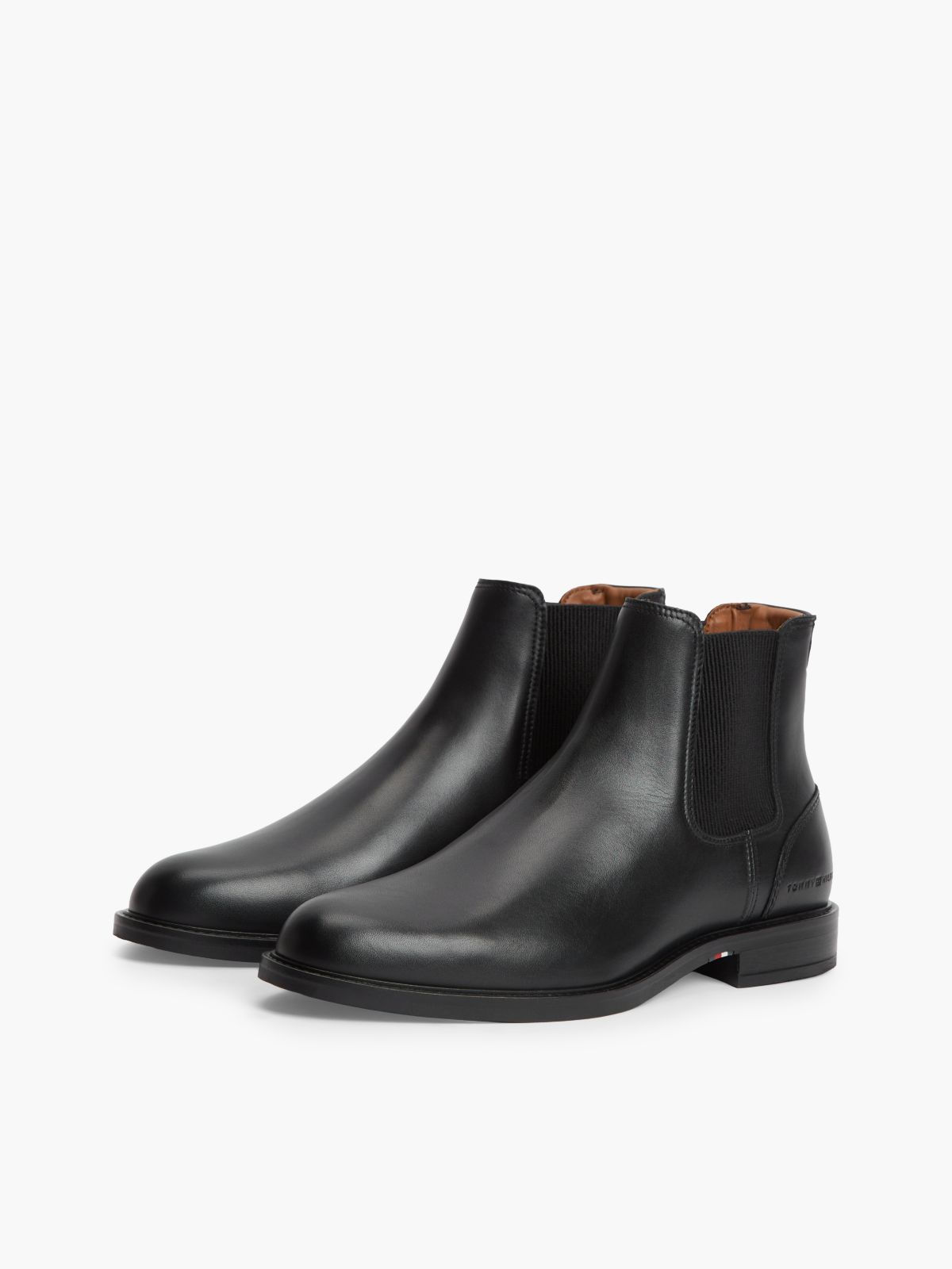 Leather Rubberised Flag Chelsea Boots — Black