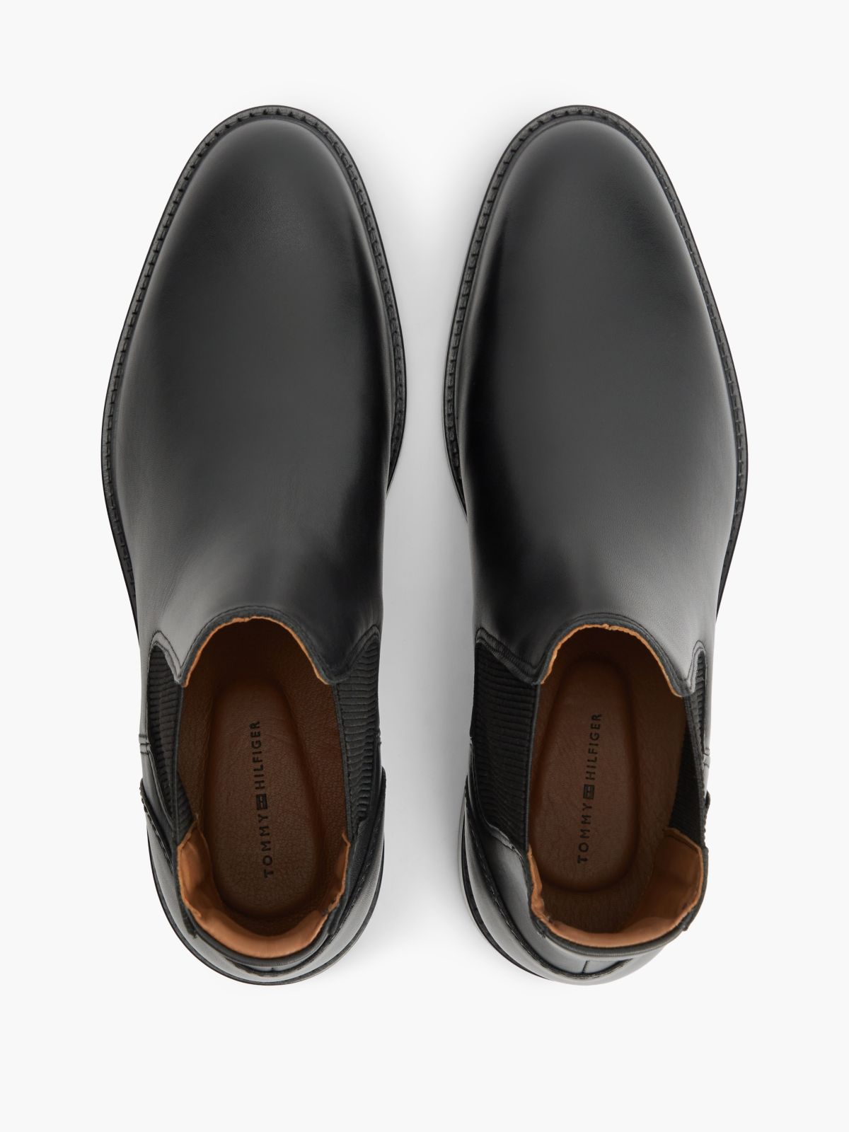 Leather Rubberised Flag Chelsea Boots — Black