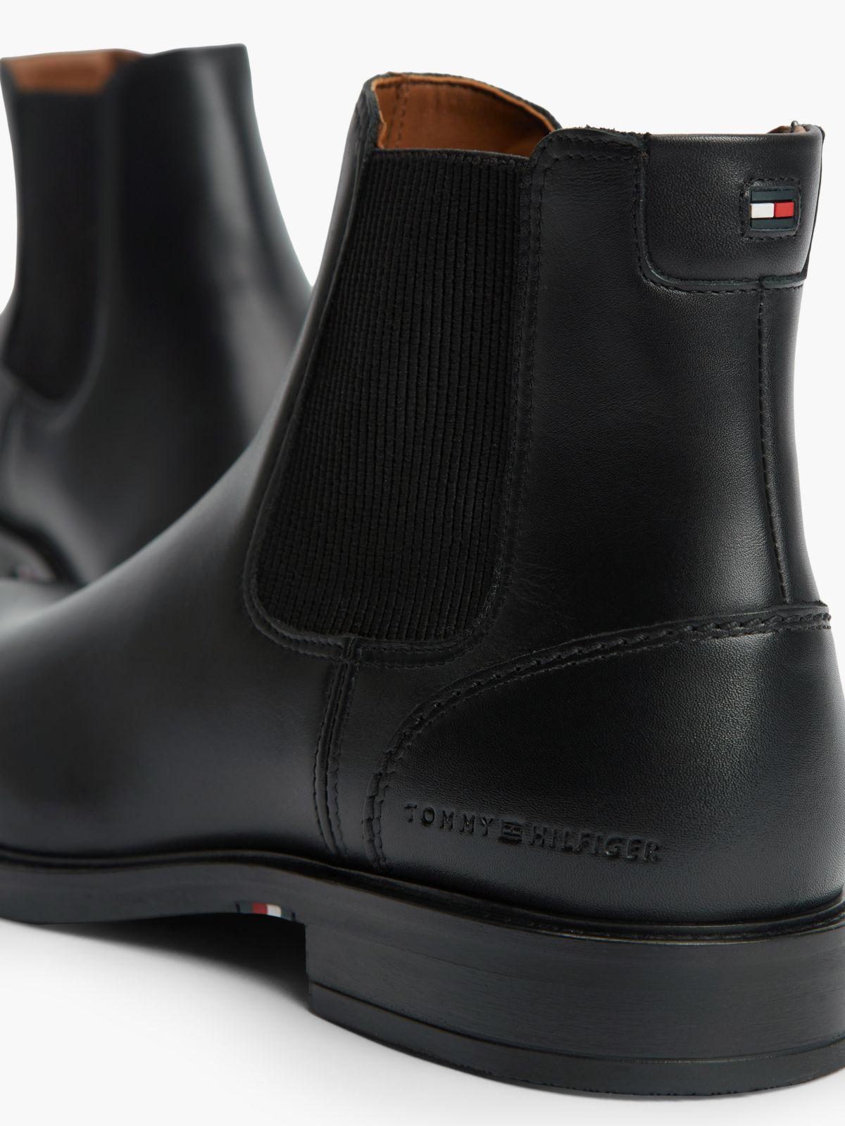 Leather Rubberised Flag Chelsea Boots — Black