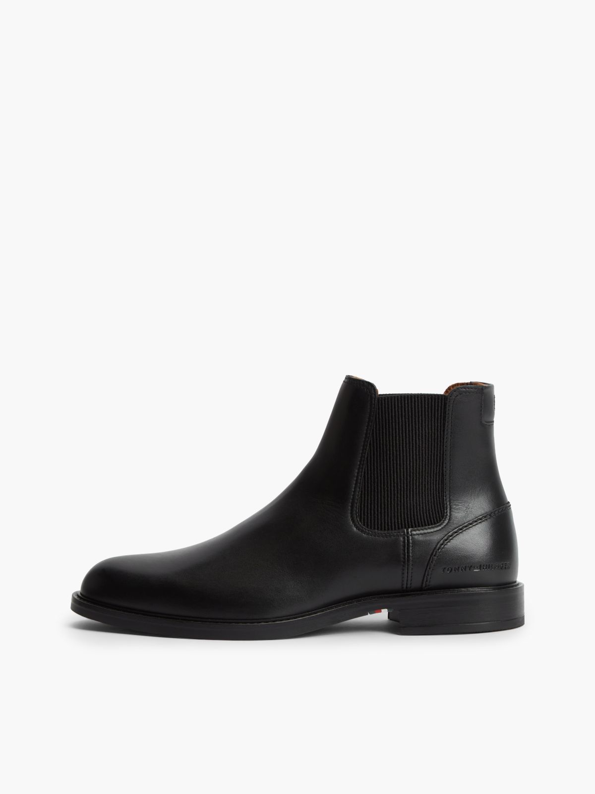Leather Rubberised Flag Chelsea Boots — Black