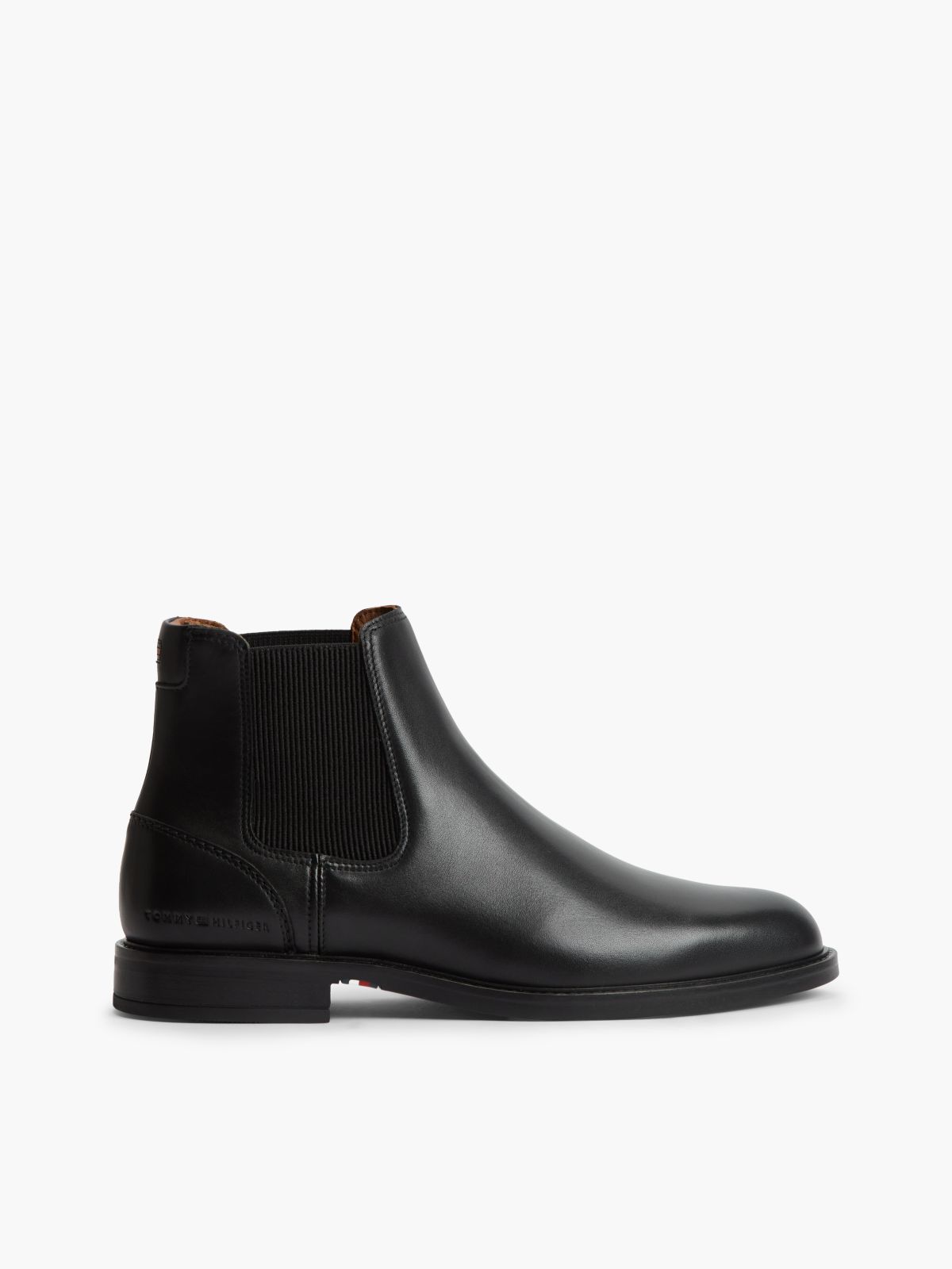 Leather Rubberised Flag Chelsea Boots — Black