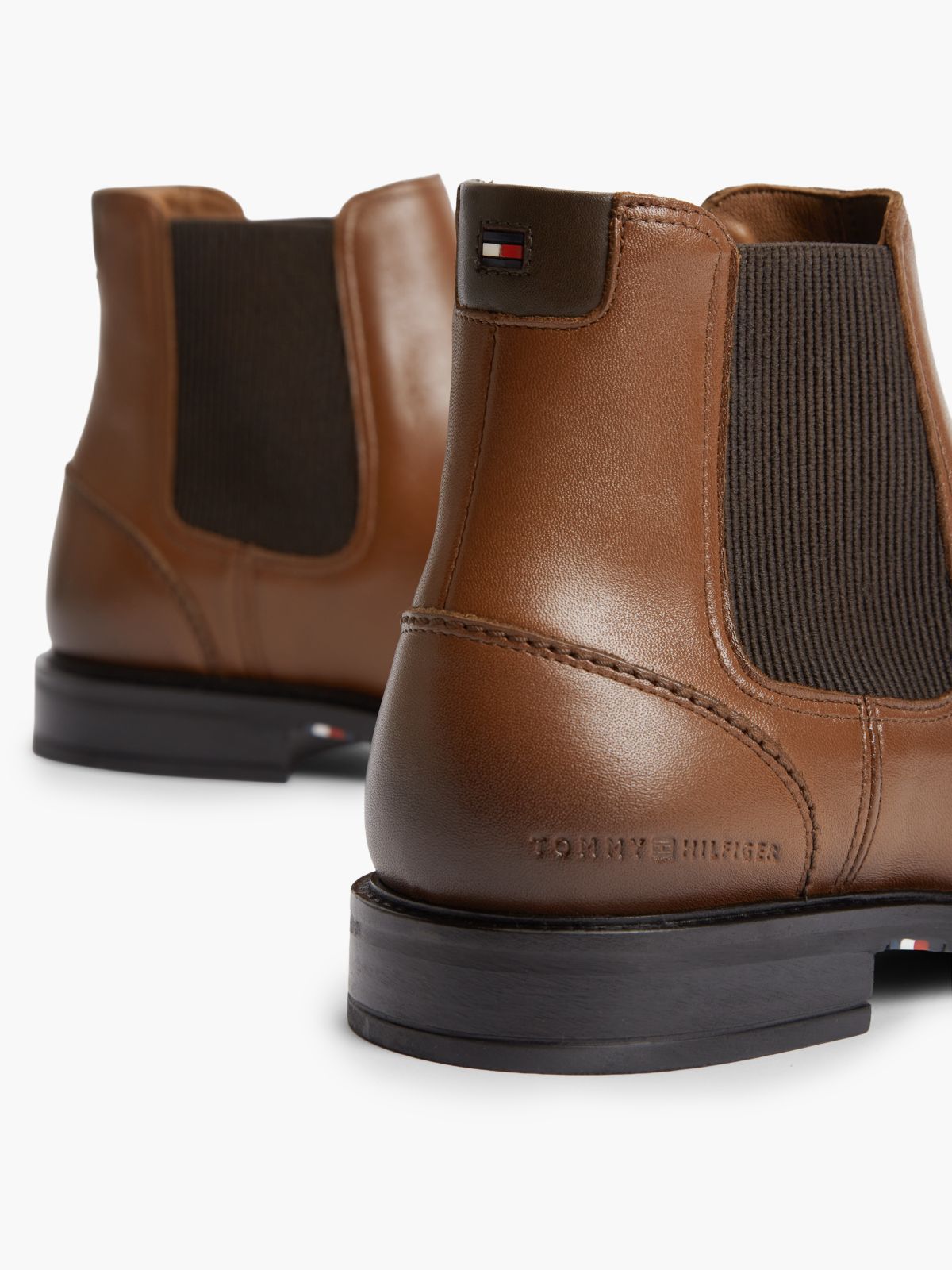 Leather Rubberised Flag Chelsea Boots — Brown