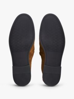Logo Tassel Flexible Suede Loafers — Brown 5