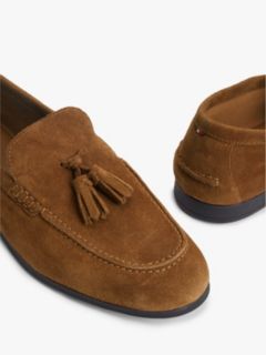 Logo Tassel Flexible Suede Loafers — Brown 6