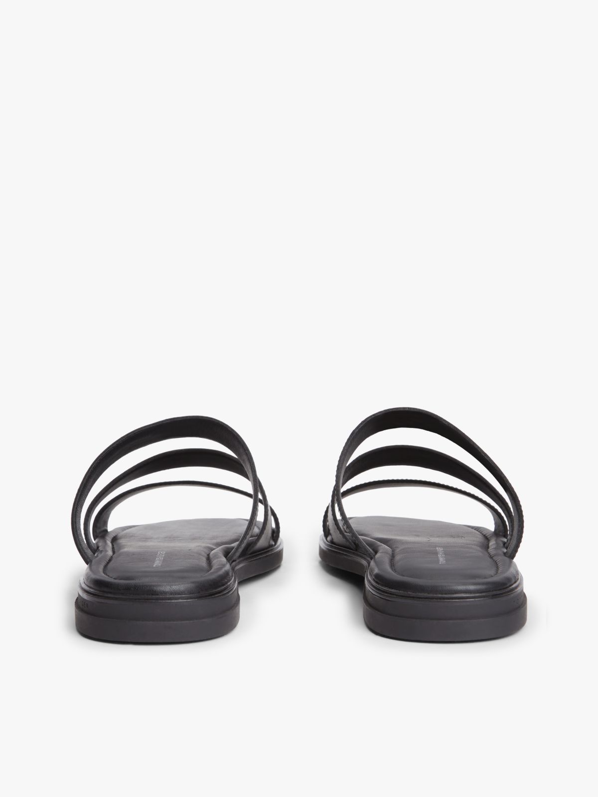 Debossed Logo Strap Leather Sandals — Black