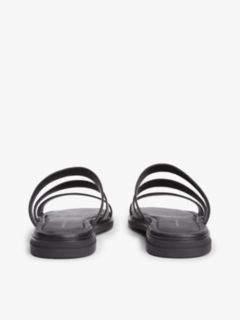 Debossed Logo Strap Leather Sandals — Black 4