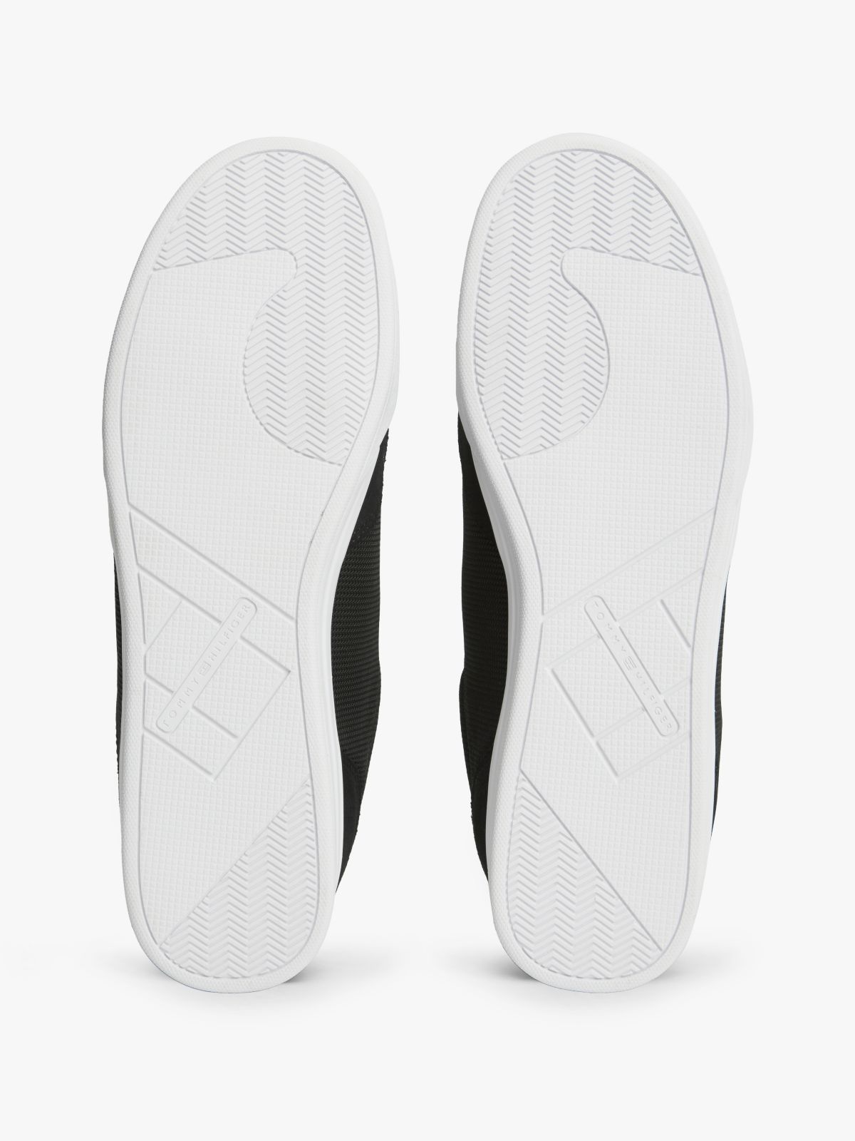 Mixed Texture Low Profile Cupsole Trainers — Black