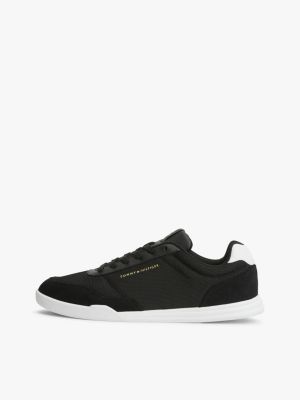 baskets basses multitextures à semelle cuvette noir pour hommes tommy hilfiger