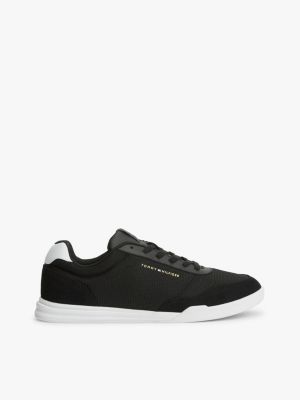 baskets basses multitextures à semelle cuvette black pour hommes tommy hilfiger