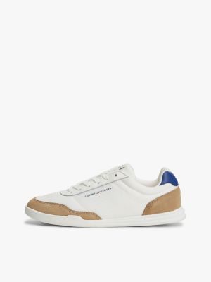 multi mixed texture low profile cupsole trainers for men tommy hilfiger