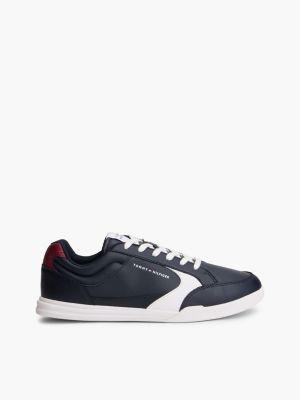 sneakers basse con suola preformata e pelle blue da uomini tommy hilfiger