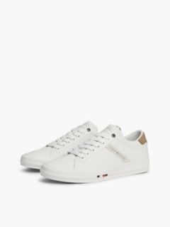 Leather Logo Contrast Heel Trainers — Black 2