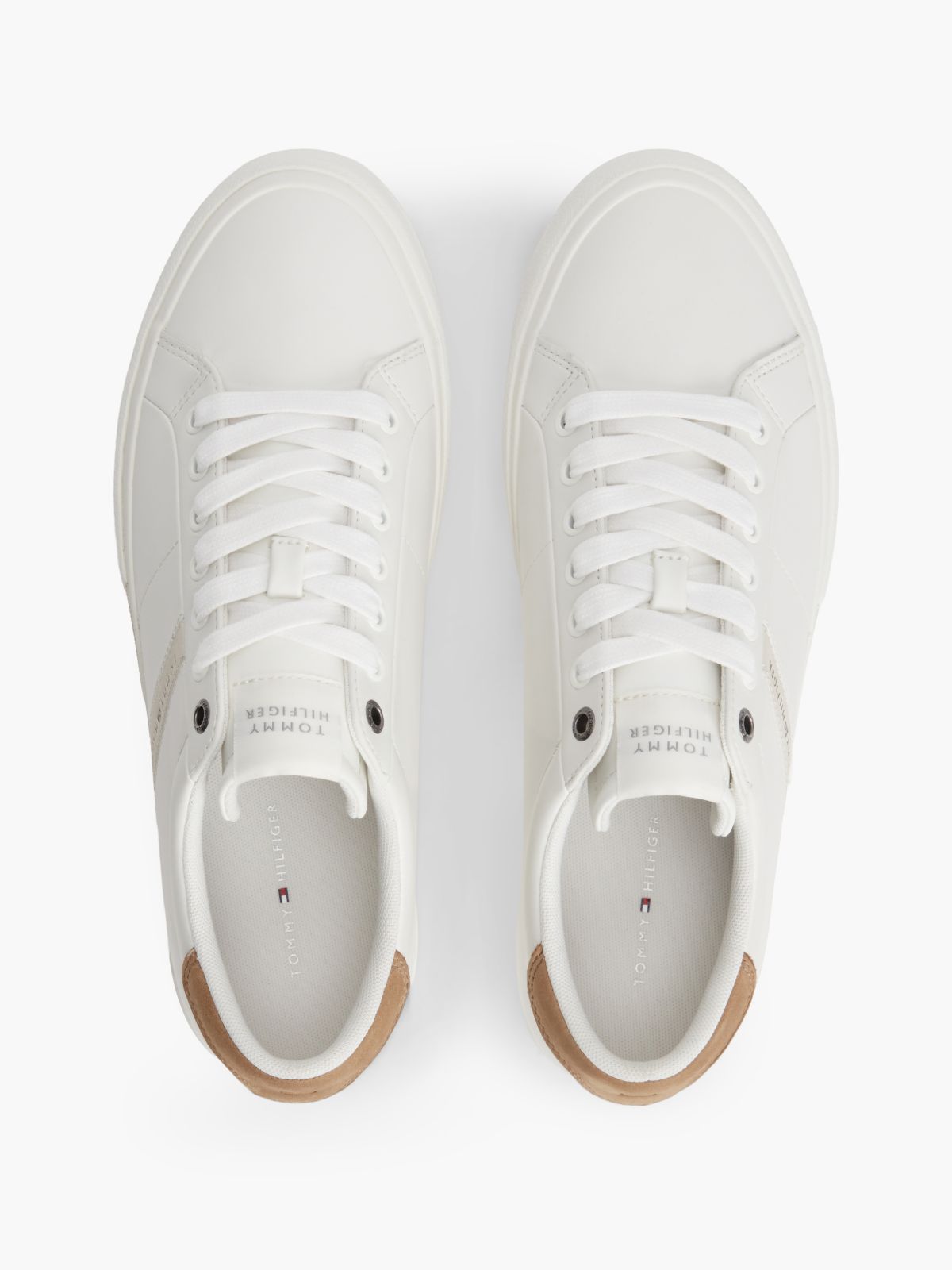 Leather Logo Contrast Heel Trainers — Black