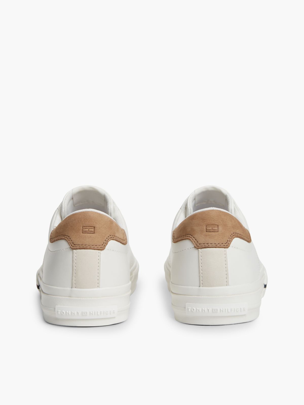 Leather Logo Contrast Heel Trainers — Black