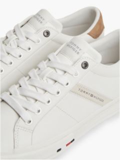 Leather Logo Contrast Heel Trainers — Black 6