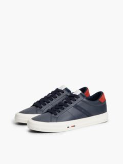 Leather Logo Contrast Heel Trainers — Blue 2